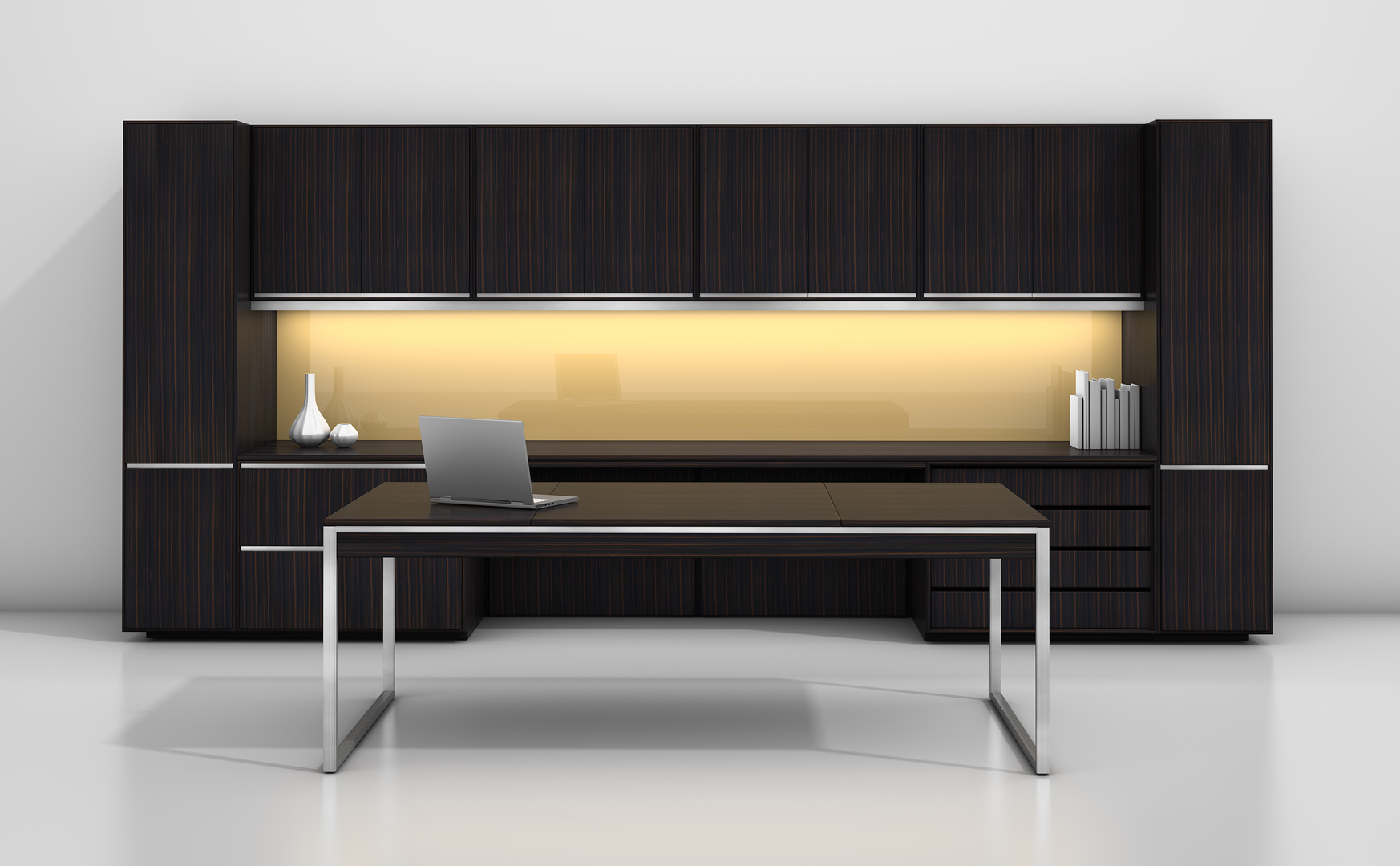 Executive Ebony Wood Modern Desk Ambience Doré