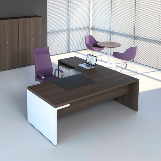 Ultra Modern White Espresso Desk Ambience Doré