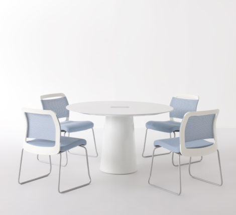 White Round Meeting Table
