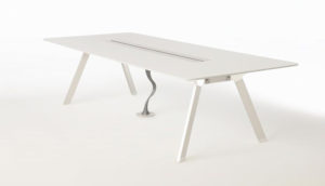 All White Modern Metal Table with Power and Data