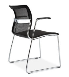 Black Mesh Chrome Side Chair
