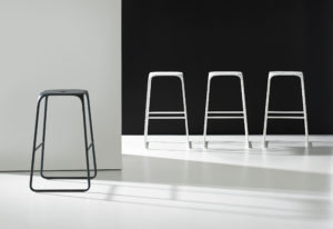 Black White Sleek Metal Square Barstools