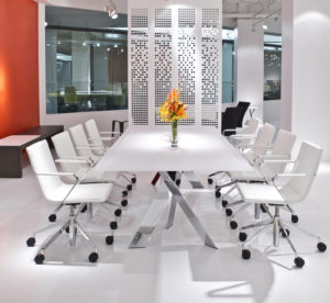 Chrome modern white rectangular table