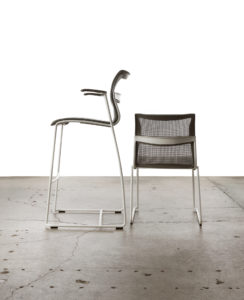 chrome silver mesh barstool