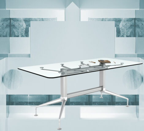 Clear Glass Table modern meeting for home office desk or meeting table