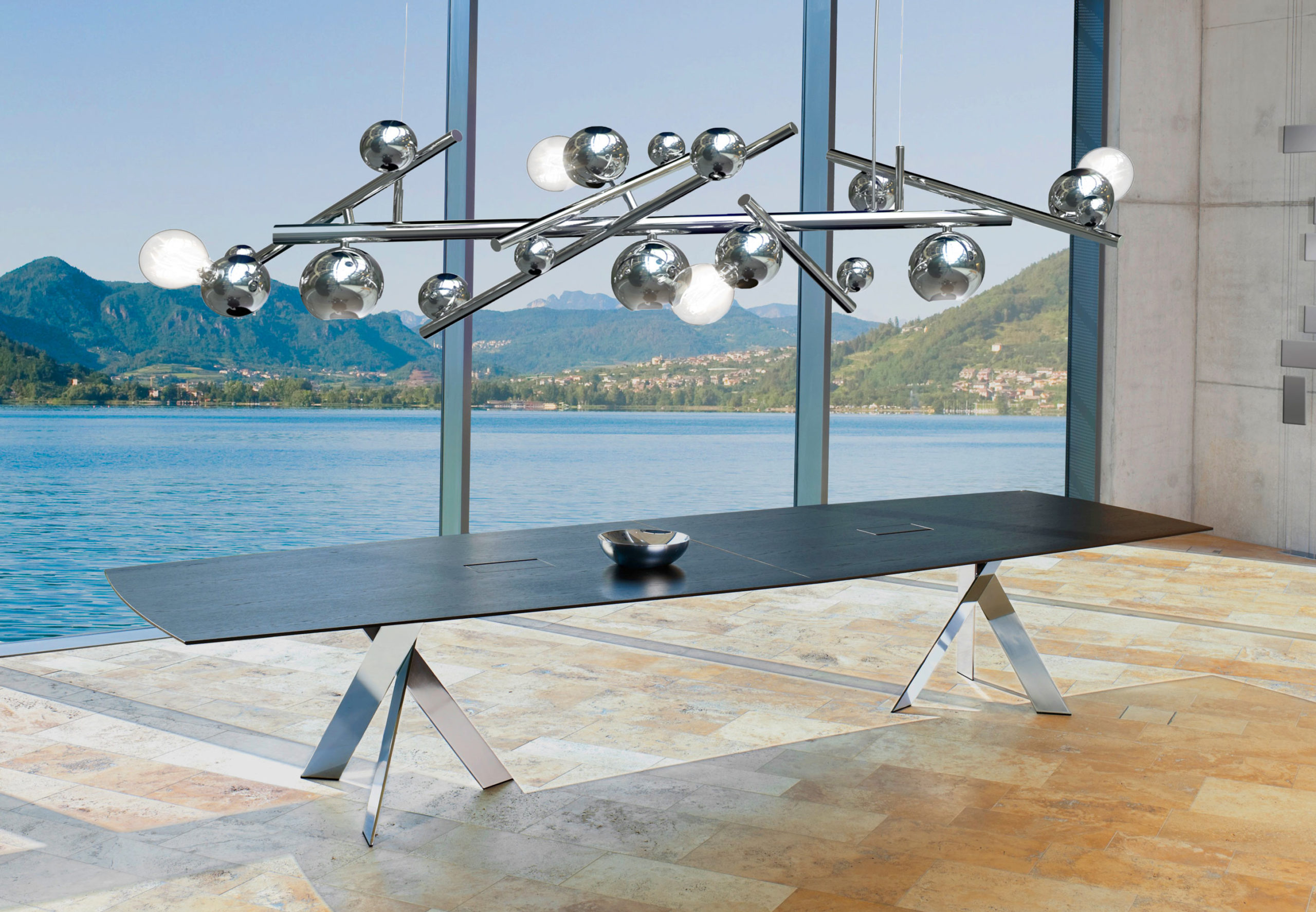 Stunning Contemporary Modern Executive Wood Chrome Table for corporate offices and executive residences