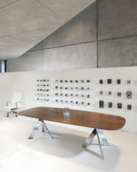 contemporary wood metal chrome base conference table