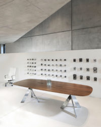 Modern Oval Wood Chrome Table