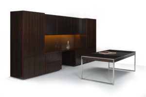 Home office and executive office luxurious ebony wood veneer desk