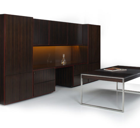 Home office and executive office luxurious ebony wood veneer desk
