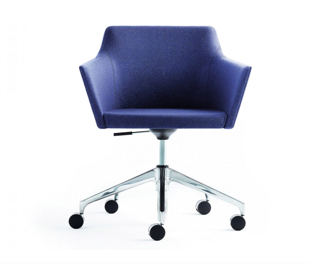 Modern Blue Retro Chrome Chair on Wheels Ambience Doré