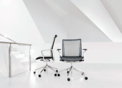 metal modern mesh desk and conference chair