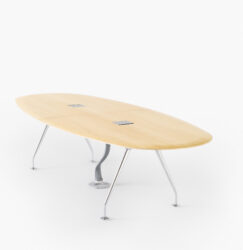Modern Oval Wood Metal Table
