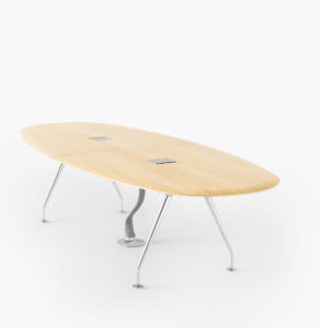 Modern Oval Wood Metal Table