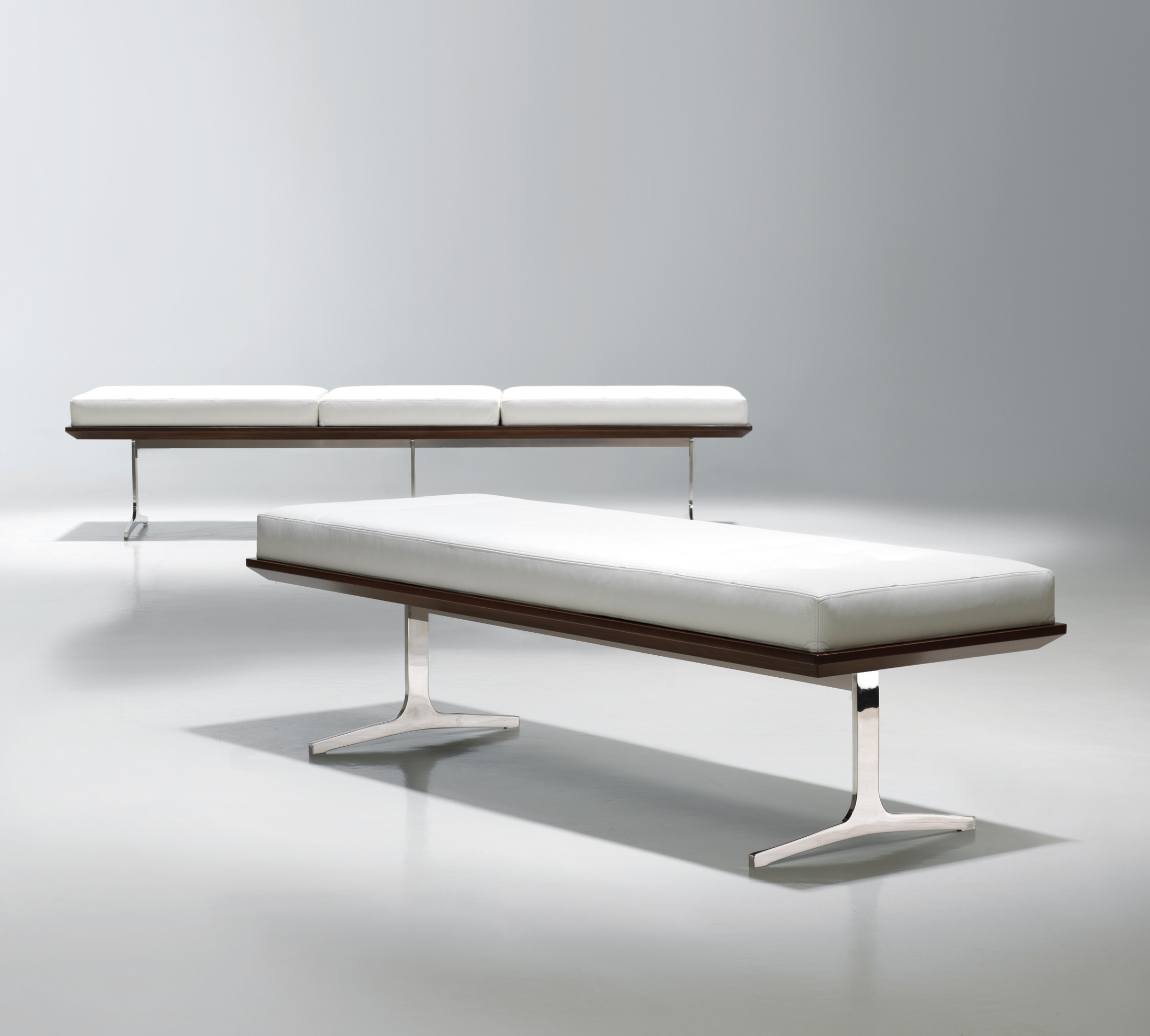 Modern Wood Metal Bench Ambience Doré, Contemporary Modern Leather Bench