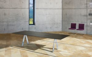 Contemporary Rectangular Wood Chrome Table