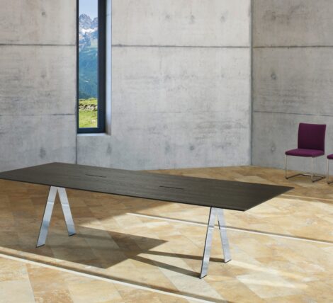 Contemporary Rectangular Wood Chrome Table