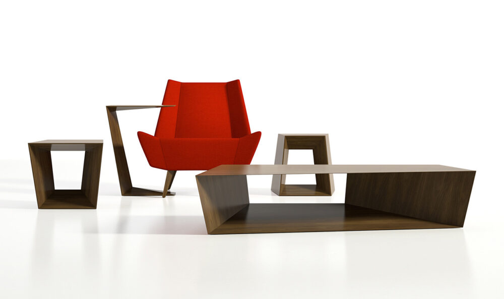 Retro Modern Angular Wood Low Tables