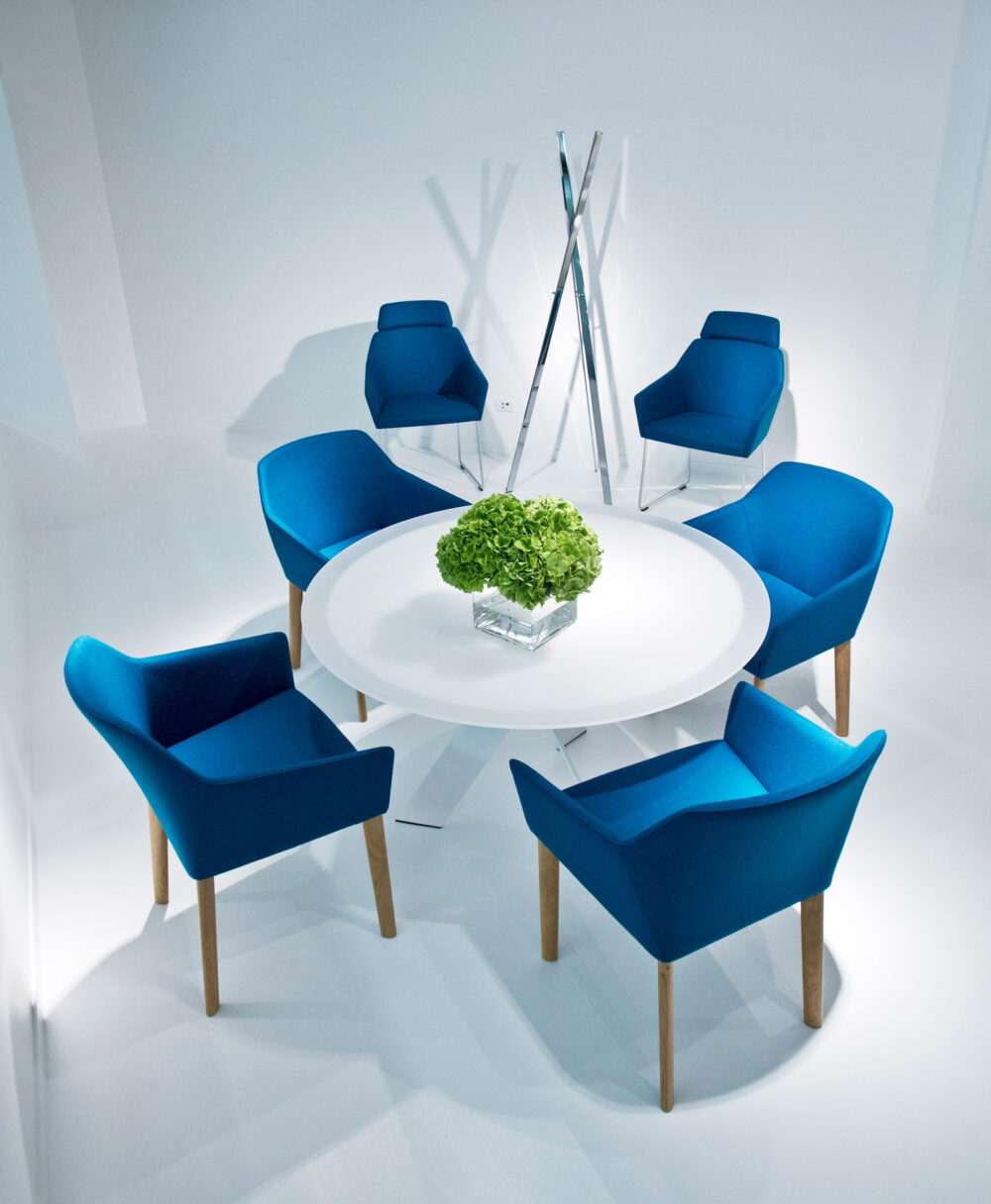 Blue Modern Retro Wood Meeting Chair