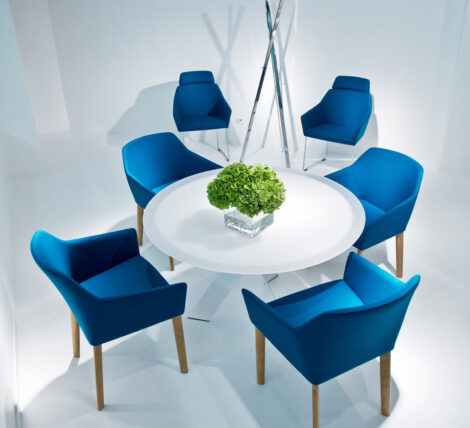 Blue Modern Retro Wood Meeting Chair