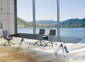 Contemporary Modern Executive Wood Chrome Table