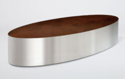 elongated elpitical stainless steel metal low table