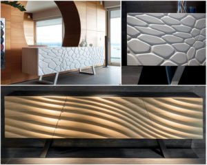 modern sculptural wave wood pebble credenza