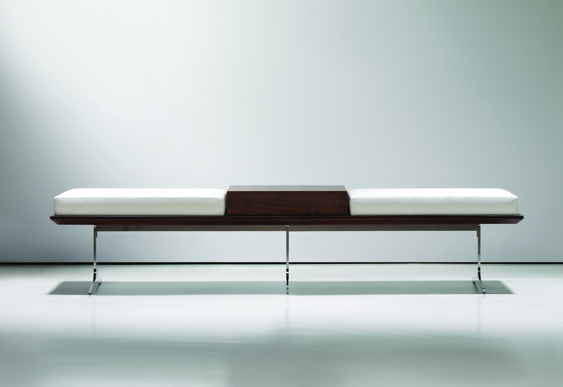 Modern Wood Metal White Leather Bench, White Leather Bench