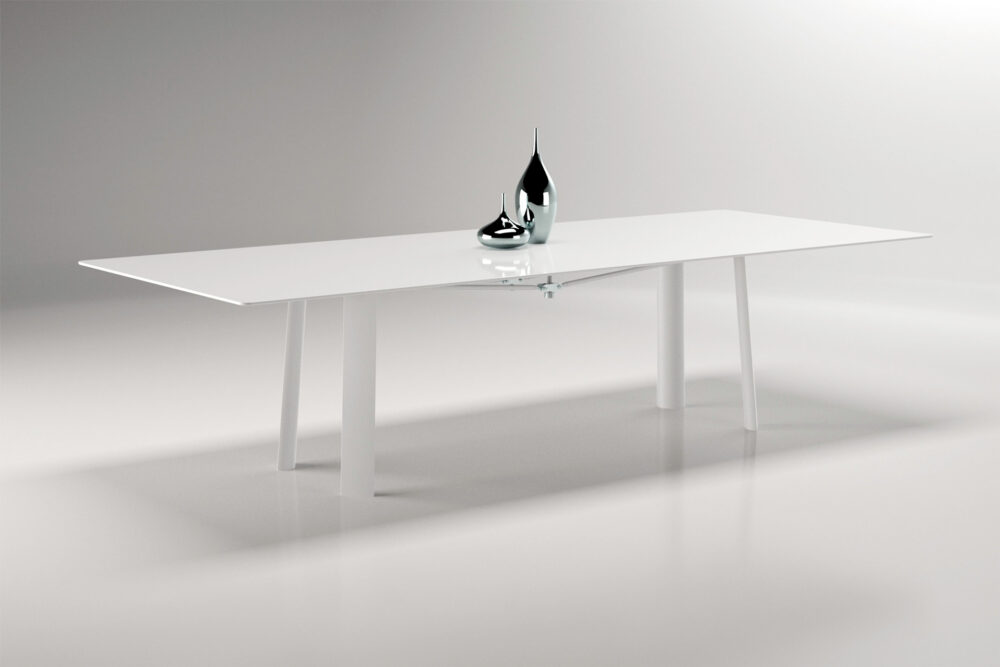Premium All White Glass Top Metal Table