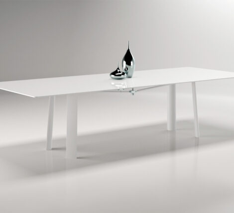 Premium All White Glass Top Metal Table