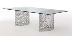 Rectangular premium steel laser cut glass top conference table