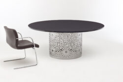 Round black laminate premium steel laser cut table