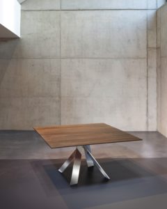 Make a statement with the Modern square wood meeting table with metal chrome legs
