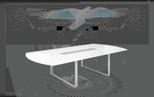 Modern Conference Table in White Glass