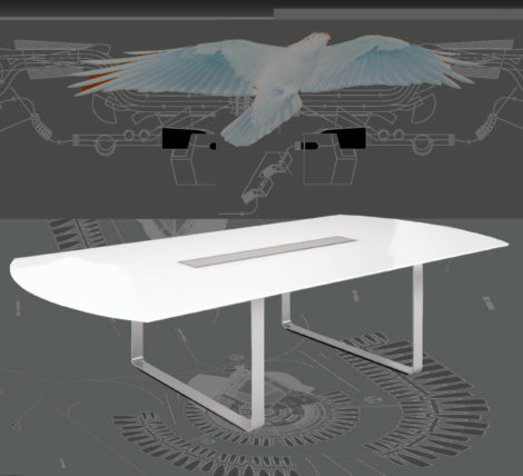 Modern Conference Table in White Glass