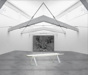 Amazing Clean lines White Painted Wood Metal Contemporary Bench