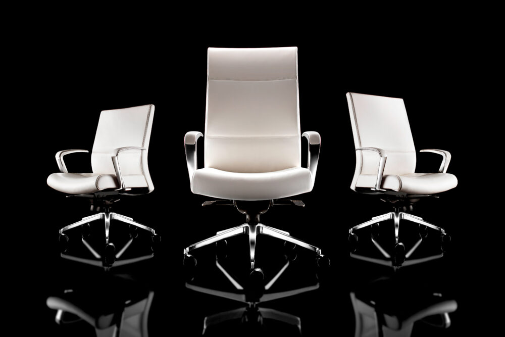White Leather Executive Metal Chair