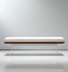 White Leather Steel Contemporary Bench