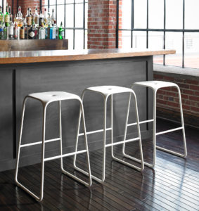 white metal contemporary square barstool