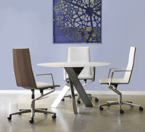 Extreme modern elegance thin profile office meeting chair and home office Wood High Back Leather Chair