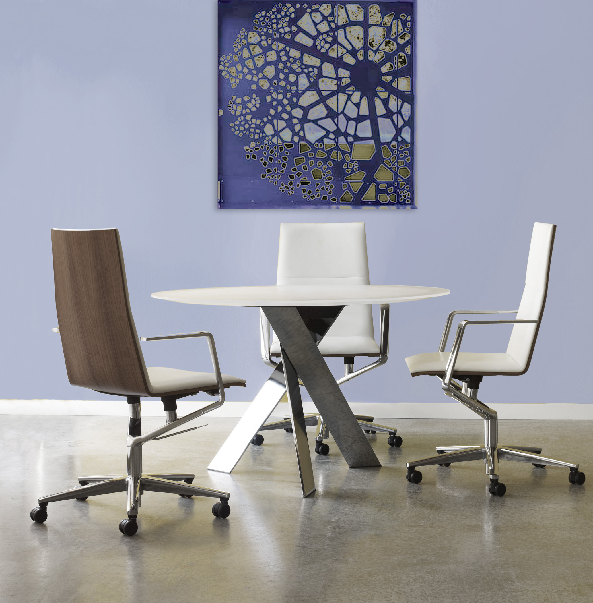 Wood High Back Leather Chair - Ambience Doré