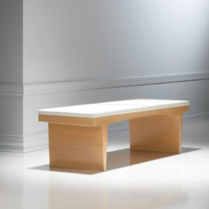 Wood Leather Contemporary Bench