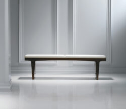 Fine Wood White Leather Bench