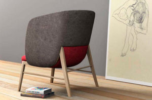 Wood Grey and Red Low Chair