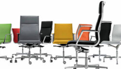Fine modern contemporary Chrome Colorful leather chairs in colorful leathers