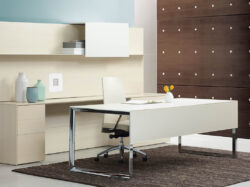 White Glass chrome executive desk