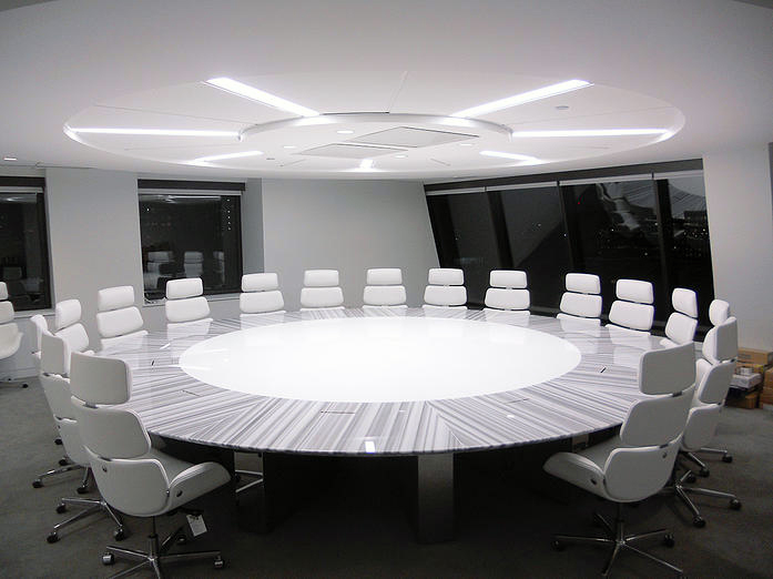 Executive Round Grey Marble Table, Executive Round Table