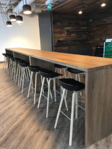 Long Standing Table in durable laminate is the perfect modern table for office meet up lounge area workspaces