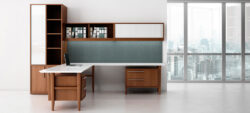 modern white corrian wood retro executive desk