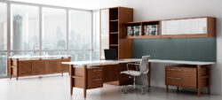retro modern executive wood desk suite
